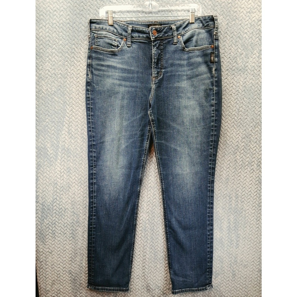 Silver Jeans Co Avery High Rise Straight Leg Jeans Medium Wash Sz 14/30 Cowgirl